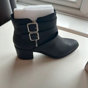 JustFab Black Booties with Silver Accents